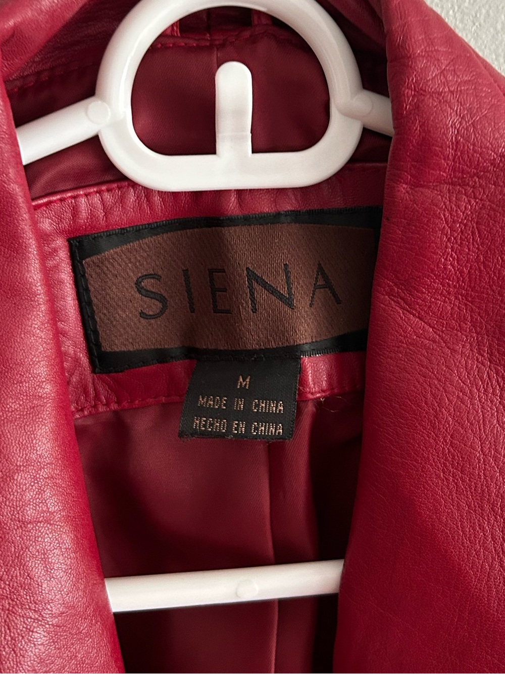 Vintage SIENA Genuine Red Leather Zip-Front Jacket - Size M - Picture 3 of 4